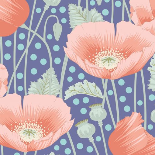 Tela TILDA POPPIES BLUE de la colección garden flife