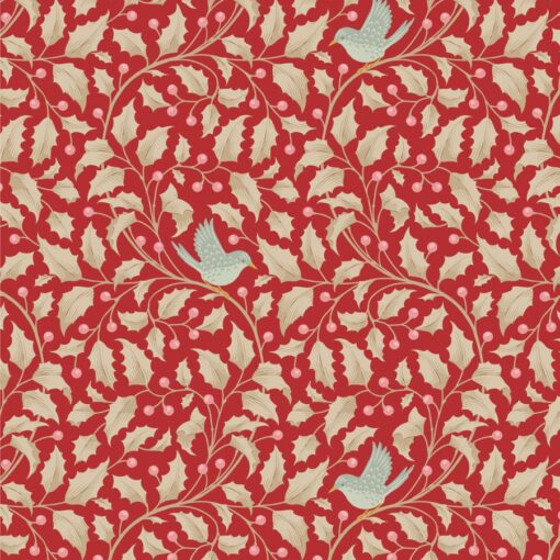 TILDA MERRY LITTLE CHISTMAS holly red acebo fondo rojo
