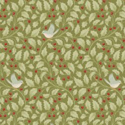 TILDA MERRY LITTLE CHISTMAS acebo fondo verde musgo