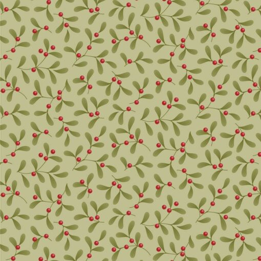 TILDA MERRY LITTLE CHISTMAS muérdago fondo verde pistacho
