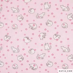 tejido jersey CHERRY BLOSSOM CATS