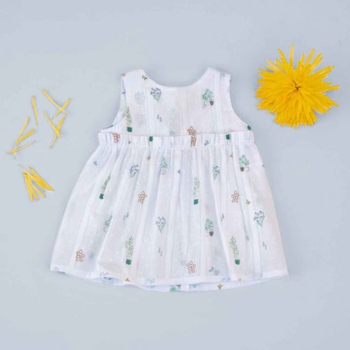 tela plumeti vintage print Happy Florist plantsvestido bebe