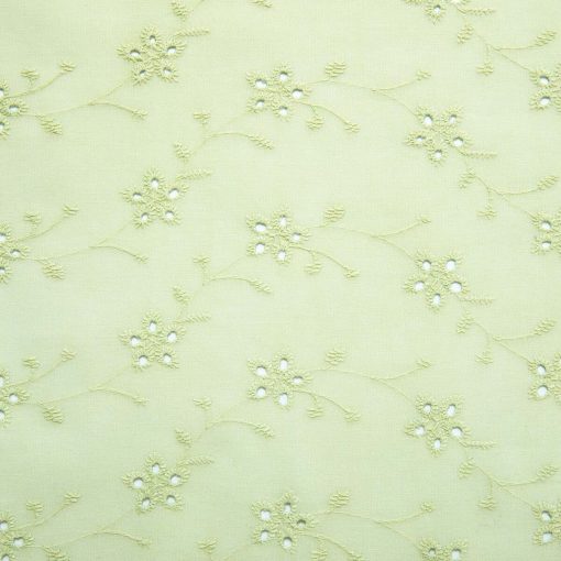 tela flower embroidey cotton LIME