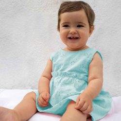 tela flower embroidey cotton ARUBA BLUE vestido niña