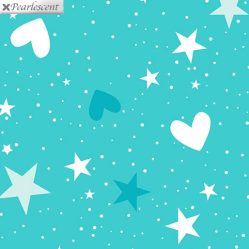 benartex pearl magical stars hearts turquesa