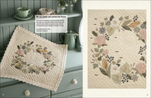 Libro patchwork japones con aplicaciones de flores