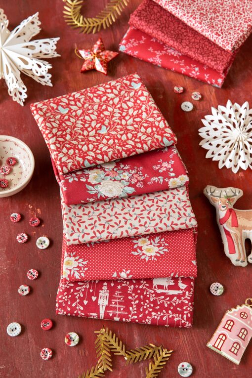 Pack fat quarters colecciónMERRY LITTLE CHRISTMAS tono cozy red