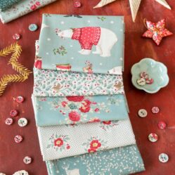 Pack fat quarters colección MERRY LITTLE CHRISTMAS tono duck egg