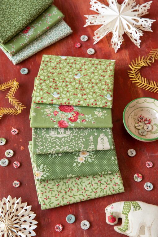 Pack fat quarters colección MERRY LITTLE CHRISTMAS tono green